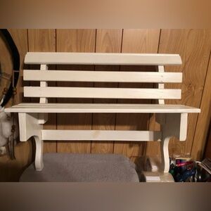 White Wooden Bench Doll Shelf/Display